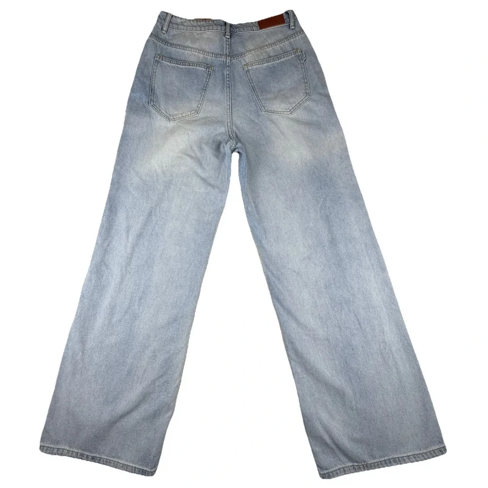 HDLTE Women's Small‎ Jeans High Rise Baggy Wide Leg Boyfriend Y2K Denim-NWT